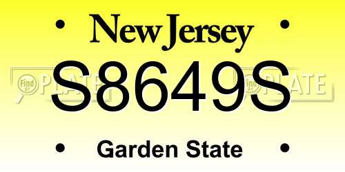 S8649S New Jersey License Plate
