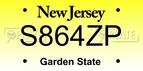 S864ZP New Jersey License Plate
