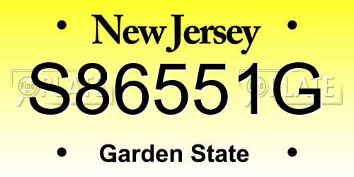S86551G New Jersey License Plate