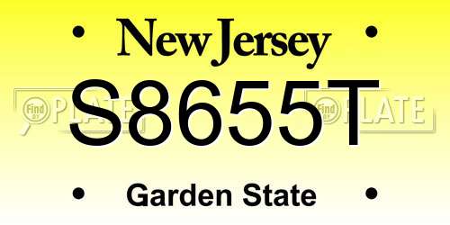 S8655T New Jersey License Plate