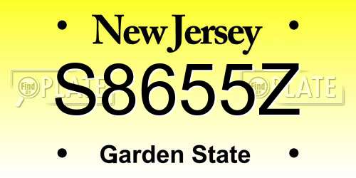 S8655Z New Jersey License Plate