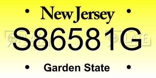 S86581G New Jersey License Plate
