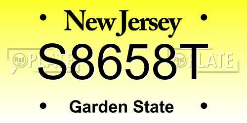 S8658T New Jersey License Plate