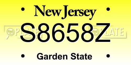 S8658Z New Jersey License Plate