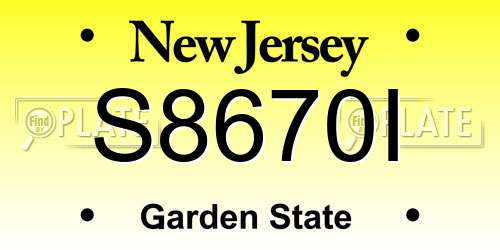 S8670I New Jersey License Plate