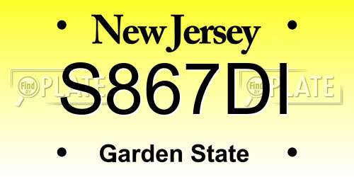 S867DI New Jersey License Plate