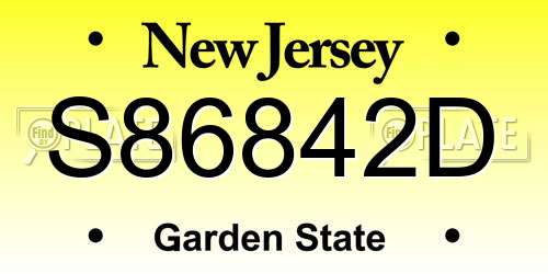 S86842D New Jersey License Plate