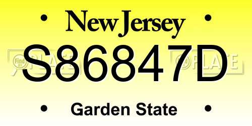 S86847D New Jersey License Plate