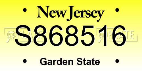 S868516 New Jersey License Plate