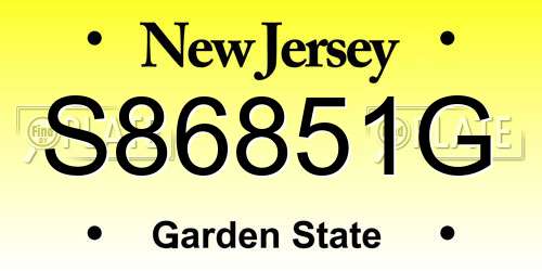 S86851G New Jersey License Plate