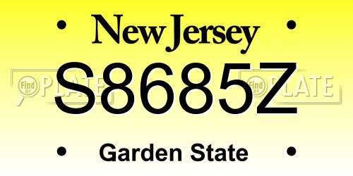 S8685Z New Jersey License Plate