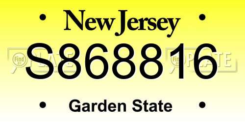 S868816 New Jersey License Plate