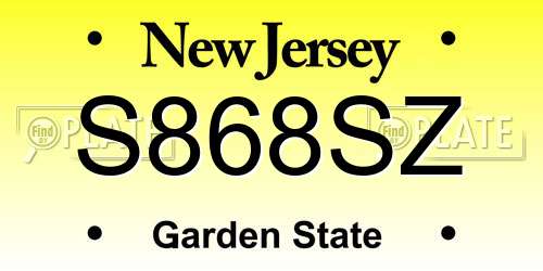 S868SZ New Jersey License Plate