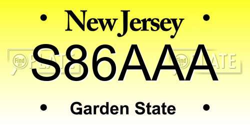 S86AAA New Jersey License Plate