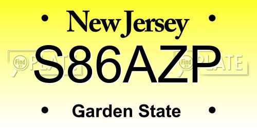 S86AZP New Jersey License Plate