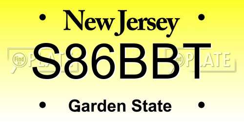 S86BBT New Jersey License Plate
