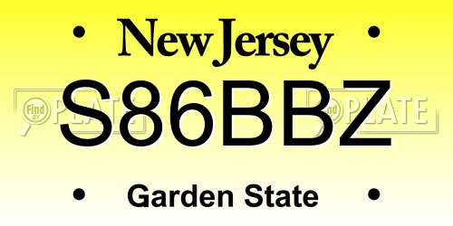 S86BBZ New Jersey License Plate