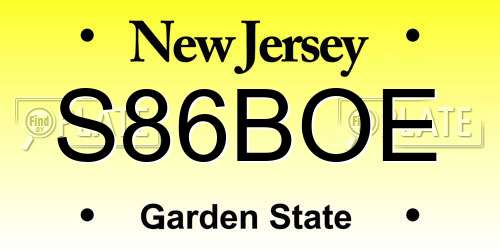 S86BOE New Jersey License Plate