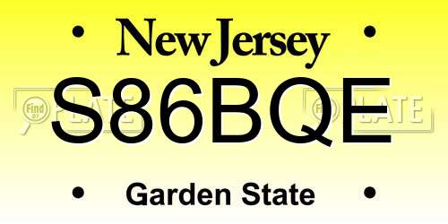S86BQE New Jersey License Plate