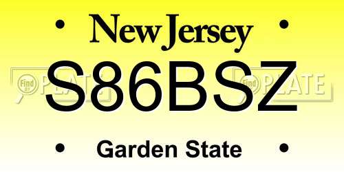 S86BSZ New Jersey License Plate
