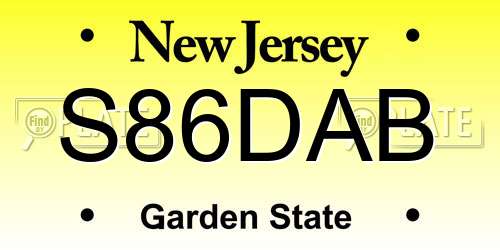 S86DAB New Jersey License Plate