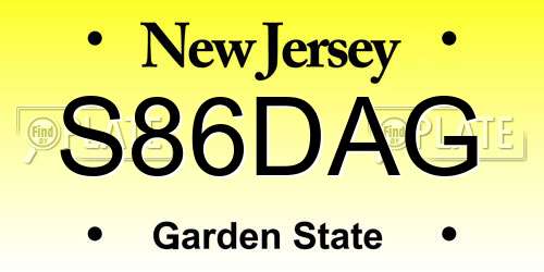 S86DAG New Jersey License Plate