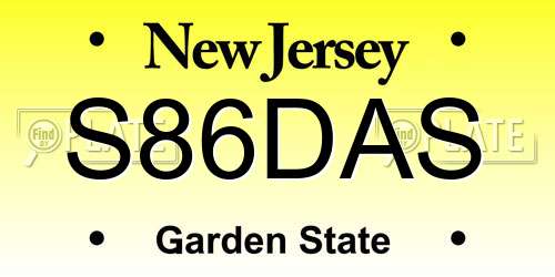 S86DAS New Jersey License Plate