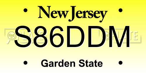 S86DDM New Jersey License Plate
