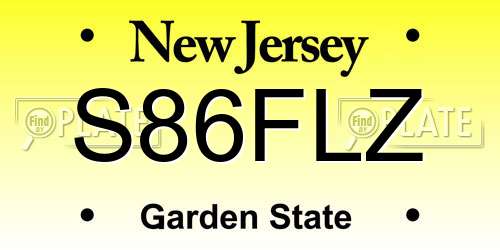 S86FLZ New Jersey License Plate