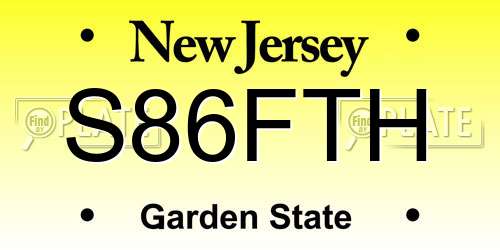 S86FTH New Jersey License Plate