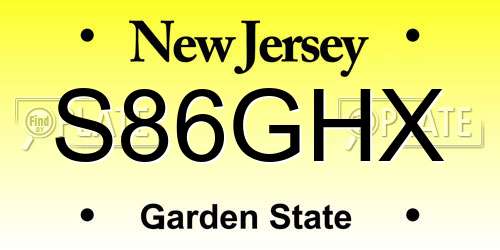 S86GHX New Jersey License Plate