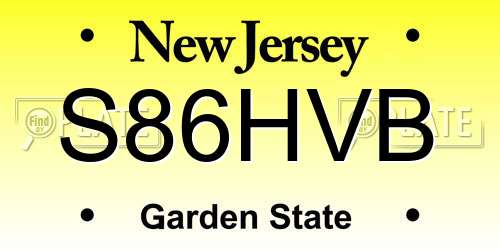 S86HVB New Jersey License Plate