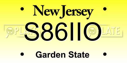 S86IIO New Jersey License Plate