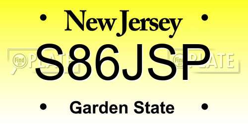S86JSP New Jersey License Plate