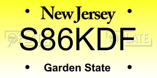S86KDF New Jersey License Plate