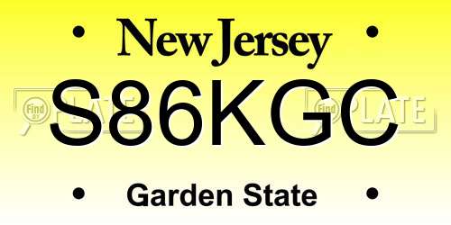 S86KGC New Jersey License Plate