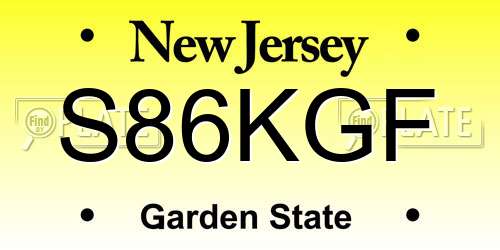 S86KGF New Jersey License Plate