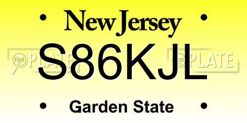 S86KJL New Jersey License Plate