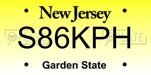 S86KPH New Jersey License Plate