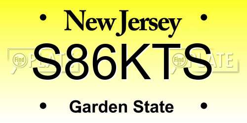 S86KTS New Jersey License Plate