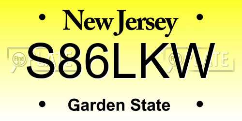 S86LKW New Jersey License Plate