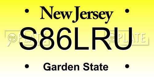 S86LRU New Jersey License Plate