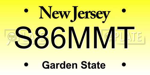 S86MMT New Jersey License Plate