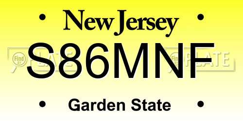 S86MNF New Jersey License Plate