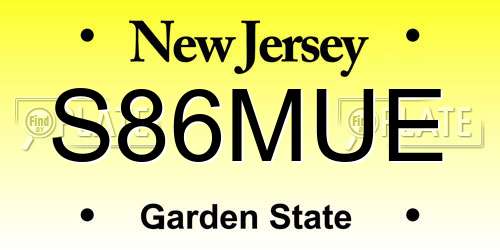 S86MUE New Jersey License Plate