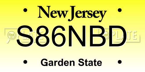 S86NBD New Jersey License Plate