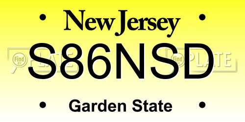 S86NSD New Jersey License Plate