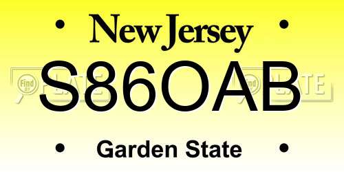 S86OAB New Jersey License Plate