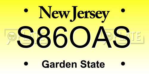 S86OAS New Jersey License Plate