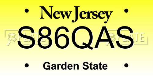 S86QAS New Jersey License Plate